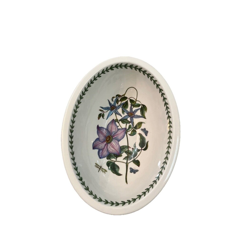 Portmeirion The Botanic Garden 9” Oval Serving Bowl Clematis Virgins Bower